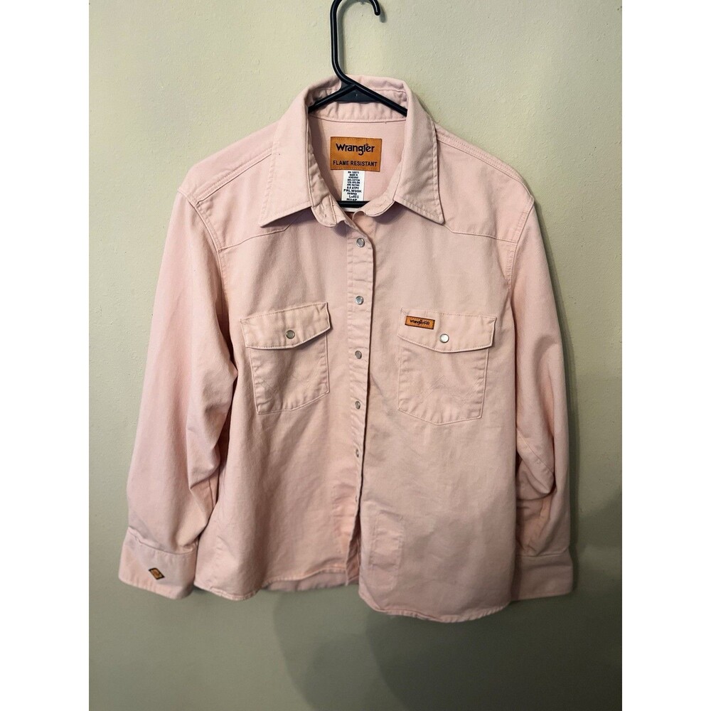 Wrangler Women’s Flame Resistant FR Pink Long Sleeve Work Shirt FRLW05K Size L